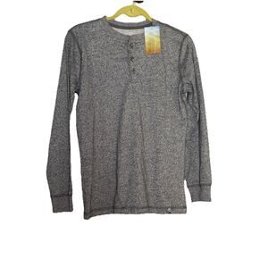 Ocean Coast T Shirt 3 Button Flight Gray NWT Long Sleeve Casual Travel